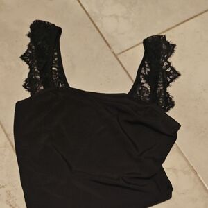 Black Lace Strap Top